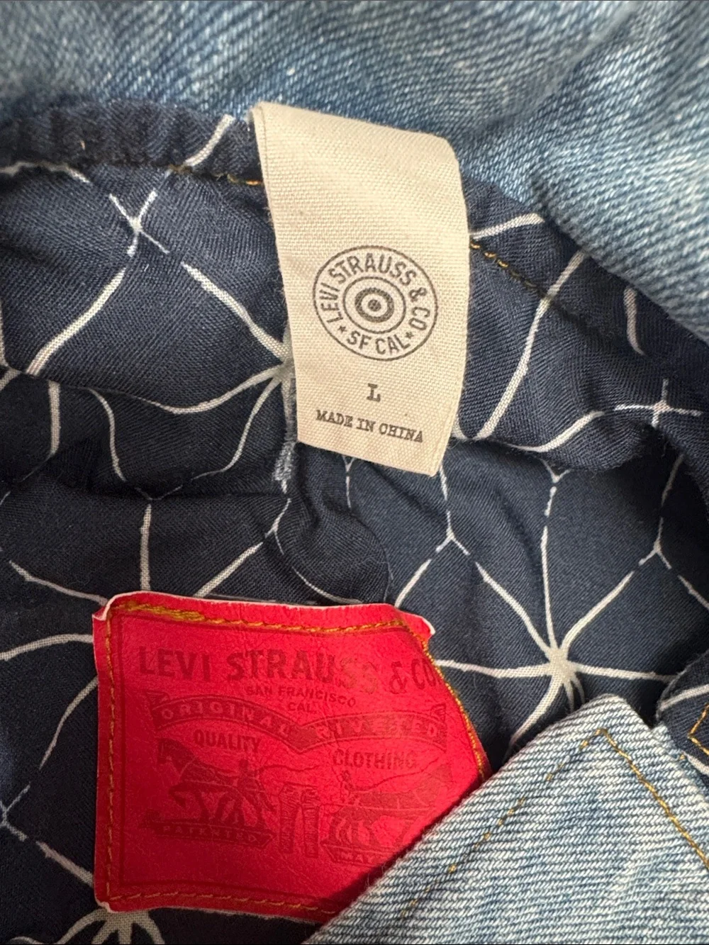 Levi's x Target dog denim trucker jacket, star-patterned lining Size Large
